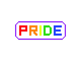 LGBT pride pixel art vector on white background.Vector template for poster, social network, banner, cards. word PRIDE for poster. LGBTQ love symbol background. Concept design.