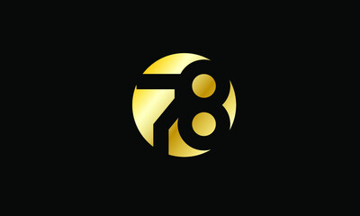 78 Circle Gold Negative Space Number  