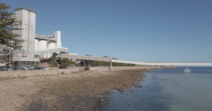 Wheat silos on the shore front at Wallaroo in South Australia