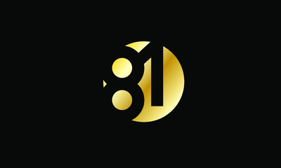 81 Circle Gold Negative Space Number  