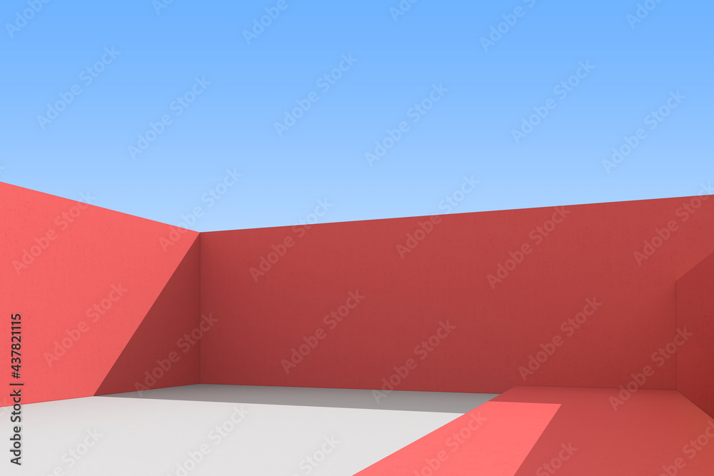 Poster 3d illustration of abstract architecture background, minimal architectural poster.