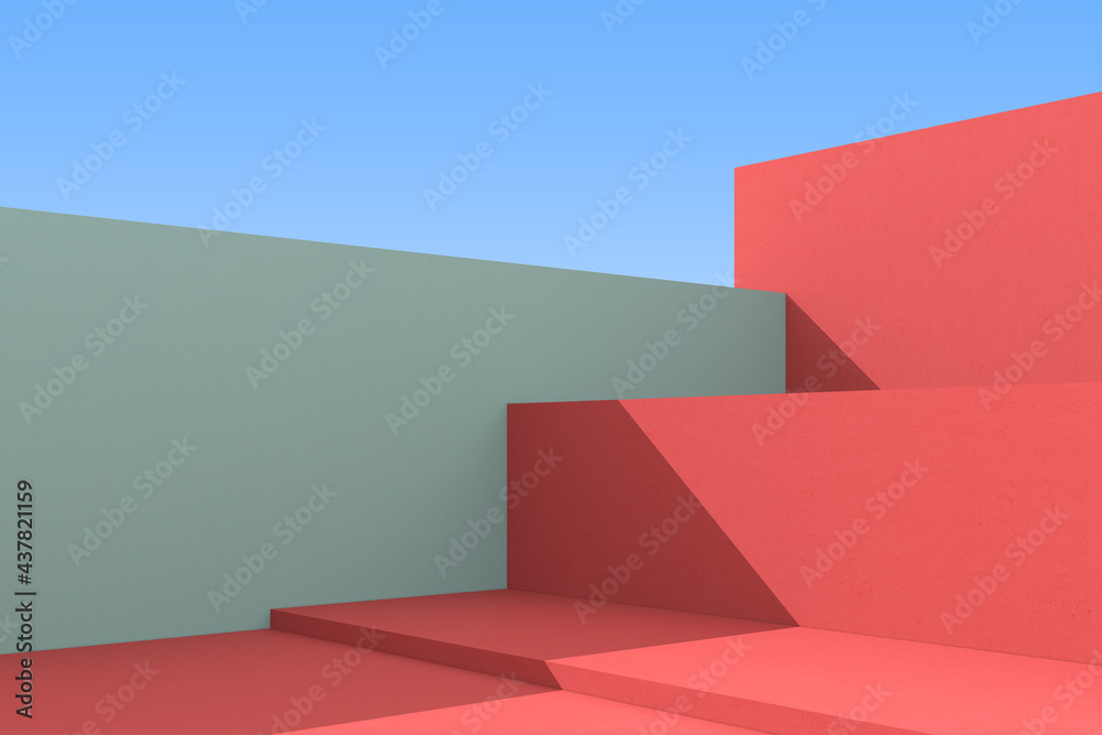 Poster 3d illustration of abstract architecture background, minimal architectural poster.