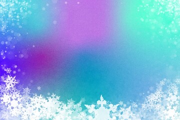雪の結晶 キラキラフレーム　ホログラフィ ブルーやピンクのグラデーション