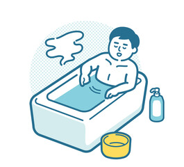 A man soaking in a bathtub