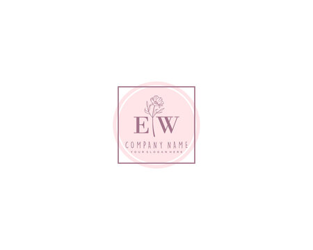 EW Initial handwriting logo, hand drawn template vector