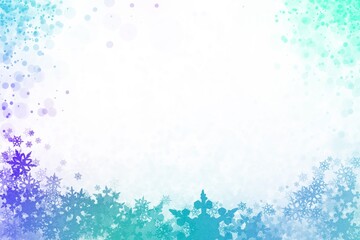 Fototapeta na wymiar 雪の結晶 キラキラフレーム　ホログラフィ ブルーやピンクのグラデーション 背景フレーム