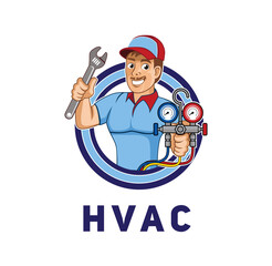 HVAC character logo design illustration vector eps format , suitable for your design needs, logo, illustration, animation, etc.