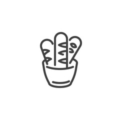 Baguette bread line icon