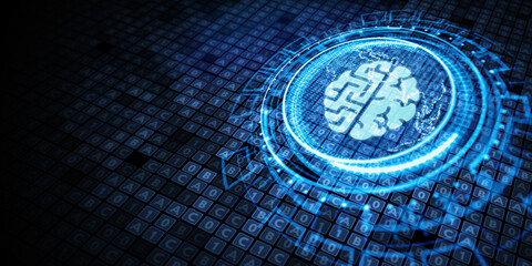 Artificial intelligence (AI), machine learning and modern computer technologies concepts. Business, Technology, Internet and network concept.