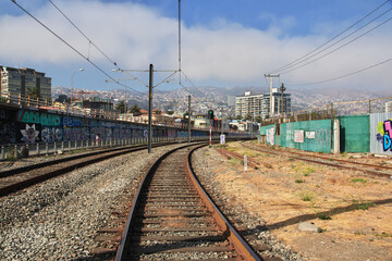 Obraz premium The railway in Valparaiso, Pacific coast, Chile