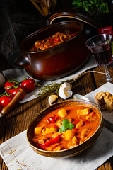 rustic Hungarian goulash soup with paprika