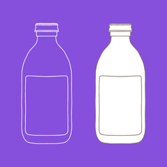Glass bottle with a metal stopper mockup. Hand drawn vector illustration. It can serve as a layout for future design and publicity of your product.