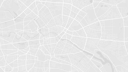 White and light grey Berlin City area vector background map, streets and water cartography illustration. - obrazy, fototapety, plakaty