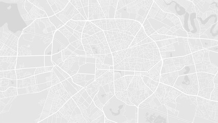 White and light grey Bucharest City area vector background map, streets and water cartography illustration. - obrazy, fototapety, plakaty