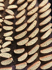 close up of freshly baked biscotti