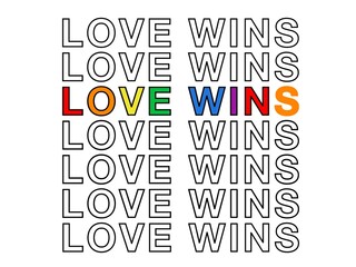 Love is love rainbow type. Gay hand written lettering poster. LGBT rights concept. Love is love.