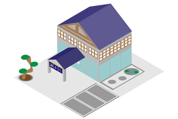 アイソメトリックな温泉宿