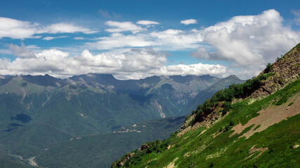Beautiful mountain landscape with a rock