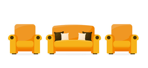 Flat vector sofa isolated on white background