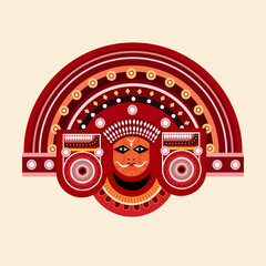 Illustration of a Theyyam artist. Theyyam is a Hindu ritualistic art in India