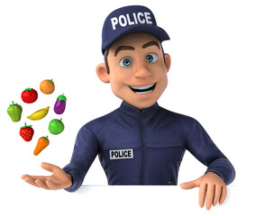 Fun 3D illustration of a cartoon Police Officer