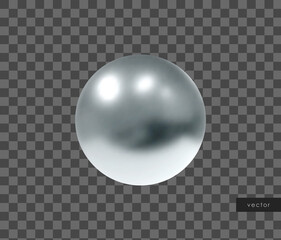 Vector 3d geometric object. Isolated metallic silver sphere.