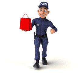 Fun 3D illustration of a cartoon Police Officer