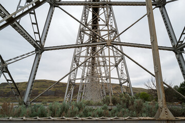 Supports for the Joso High Bridge that crosses the Snake River, Washington, USA