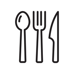 Fork spoon and knife icon Design Template. Illustration vector graphic. simple black outline style icon isolated on white background. Perfect for your web site design, logo, symbols of restaurants