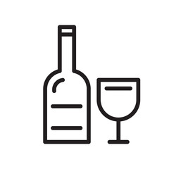 Wine icon Design Template. Illustration vector graphic. simple black outline style icon isolated on white background. Perfect for your web site design, logo, symbols of restaurants, cafe