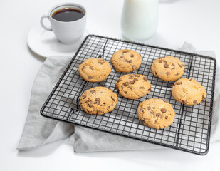 chocolate cookies on cooling rack