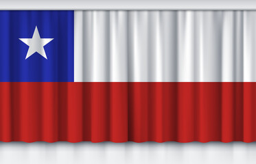 Flag of Chile on silk curtain, stage performance event ceremony show illustration