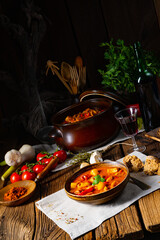 rustic Hungarian goulash soup with paprika