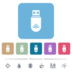 Fototapeta premium USB wifi dongle flat icons on color rounded square backgrounds