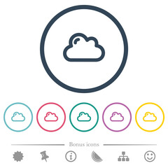 Single cloud flat color icons in round outlines