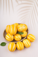 Korean Melon or oriental malon on white background.