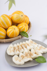 Korean Melon or oriental malon on white background.