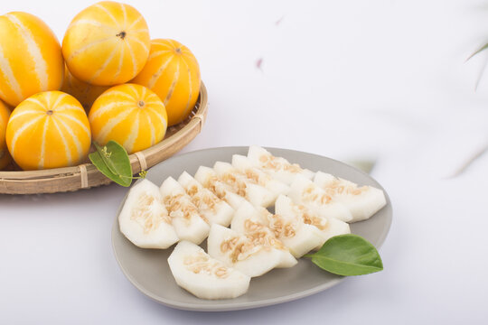 Korean Melon or oriental malon on white background.