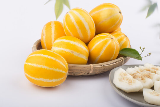 Korean Melon or oriental malon on white background.