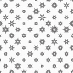 Winter seamless pattern with grey snowflakes on white background. Vector illustration for fabric, textile wallpaper, posters, gift wrapping paper. Christmas vector illustration. Falling snow