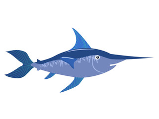 vector illustration of a sword fish isolated on a white background