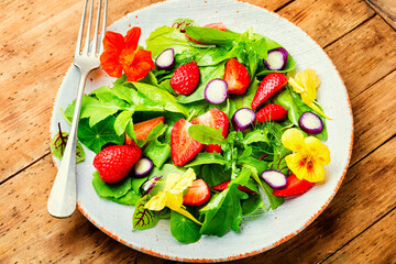 Summer salad with berries and green,vegetarian meal