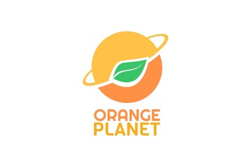 Orange fruit Planet Nature logo concept design illustration
