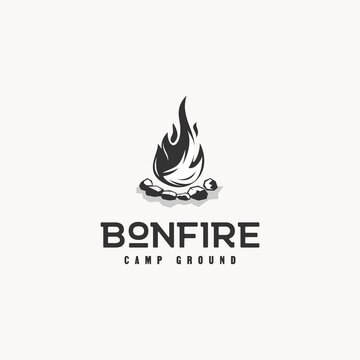 bonfire campground logo design retro style