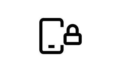 lock icon on iphone vector icon outline style with white background perfect pixel 
