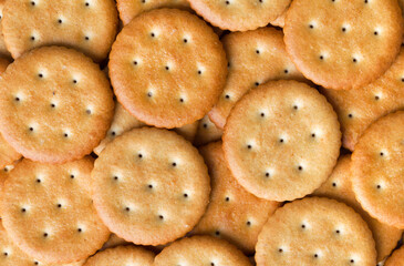 top view of heap of crackers as textured background