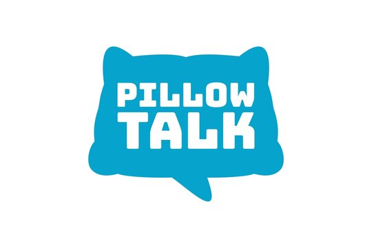 Pillow Talk soft Blue chat bubble logo concept design illustration