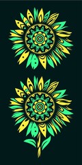 sun flower with ethnic style illustration