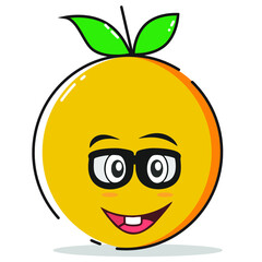 smiling cartoon. Babyface orange face with glasses and teeth like a rabbit like a child.
