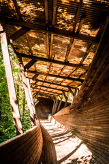 Old and abandoned wooden bobsleigh and luge track in Murjani, Latvia